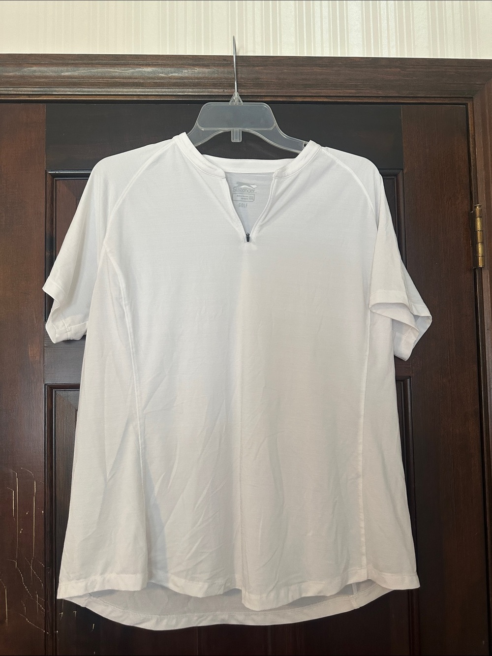 Slazenger White and Purple Short-Sleeve Quarter-Zip Active Polo